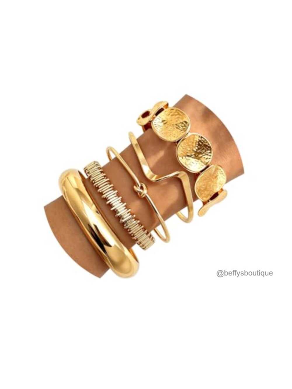 14k Gold-Plated Stackable Cuff Bangle Bracelets Set for Women, Adjustable Multi